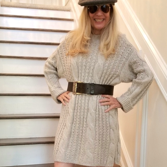 Pinch Dresses & Skirts - Pinch Cable Knit Mini Sweater Dress, Light Grey, S/M  $45